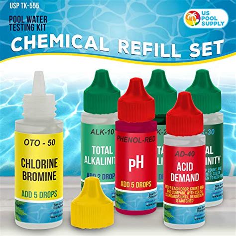 chlorine test solutino replacement bottles|U.S. Pool Supply 6 Bottle Refill Solution Pack for .